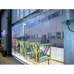 Porte à lanières PVC transparentes avec isolation thermique