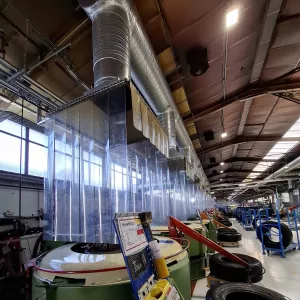 Hotte d'extraction en lanières pvc souple