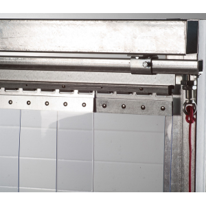 Rail coulissant pour porte souple à lanières ou rideau à lamelles mobile